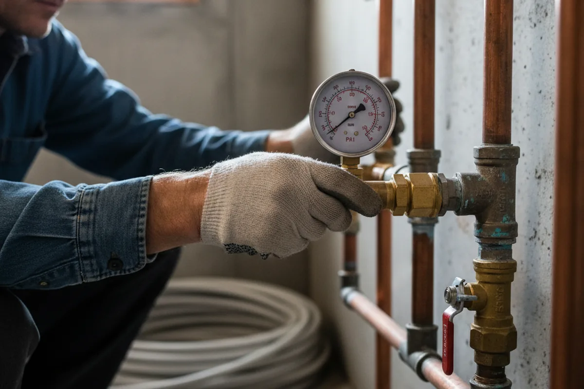 Pressure testing a repaired line during Water Line Repair in Demorest